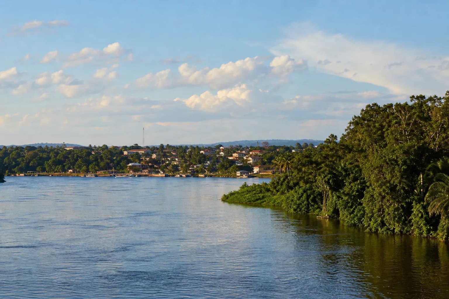 Forested river landscape in the Central African Republic