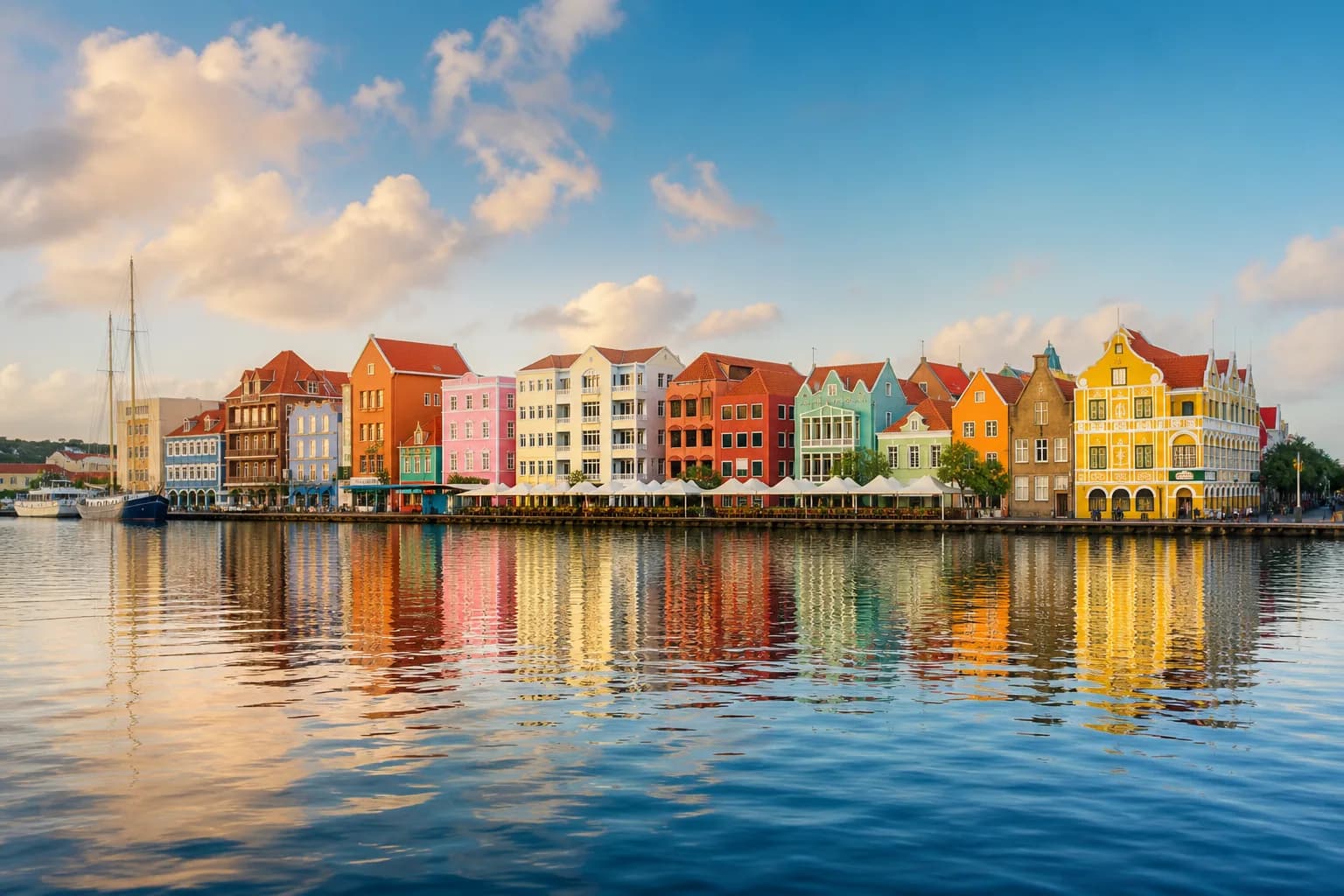 Colourful coastal townscape in Curaçao